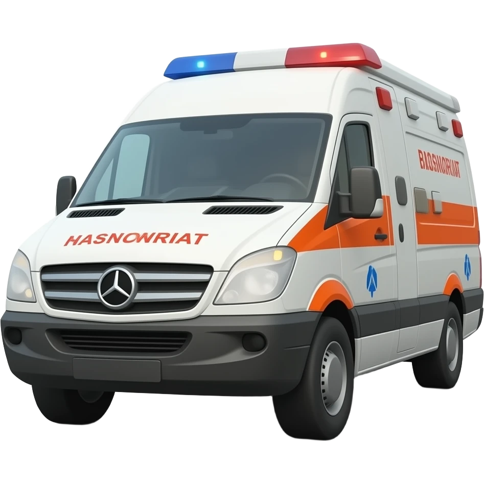 ambulancia corriendo con lineas de movimiento con alarma activada estilo apple emoji