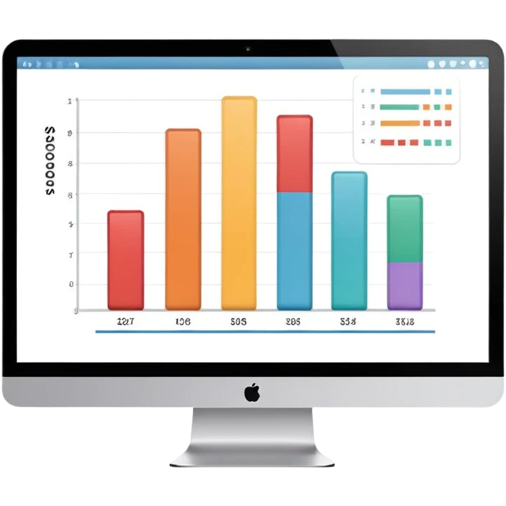 computer screen displaying a single presentation slide with a title line and a chart  emoji