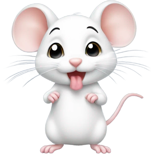 Cute little white mouse giving kiss emoji
