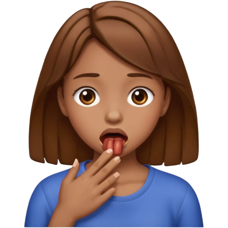 Girl with brown hair choking  emoji