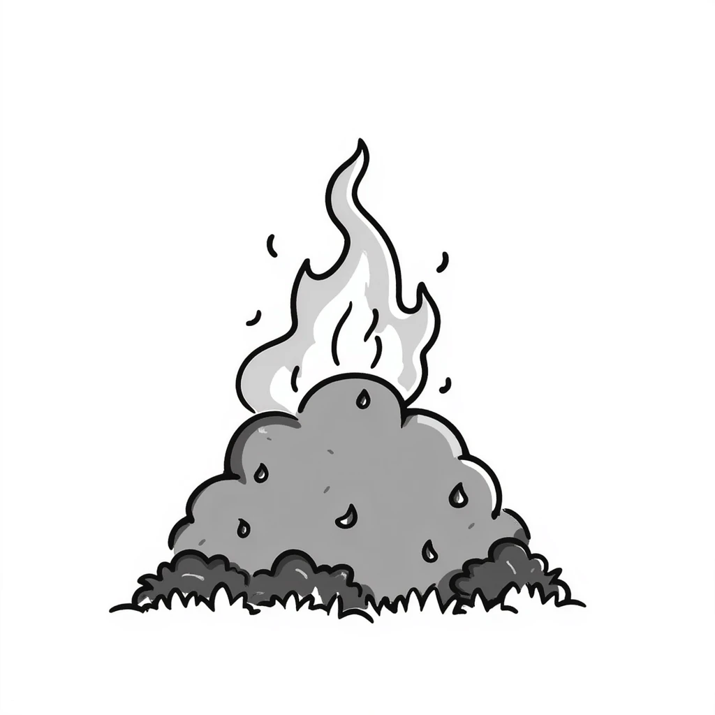 simple bush on fire with flames emoji