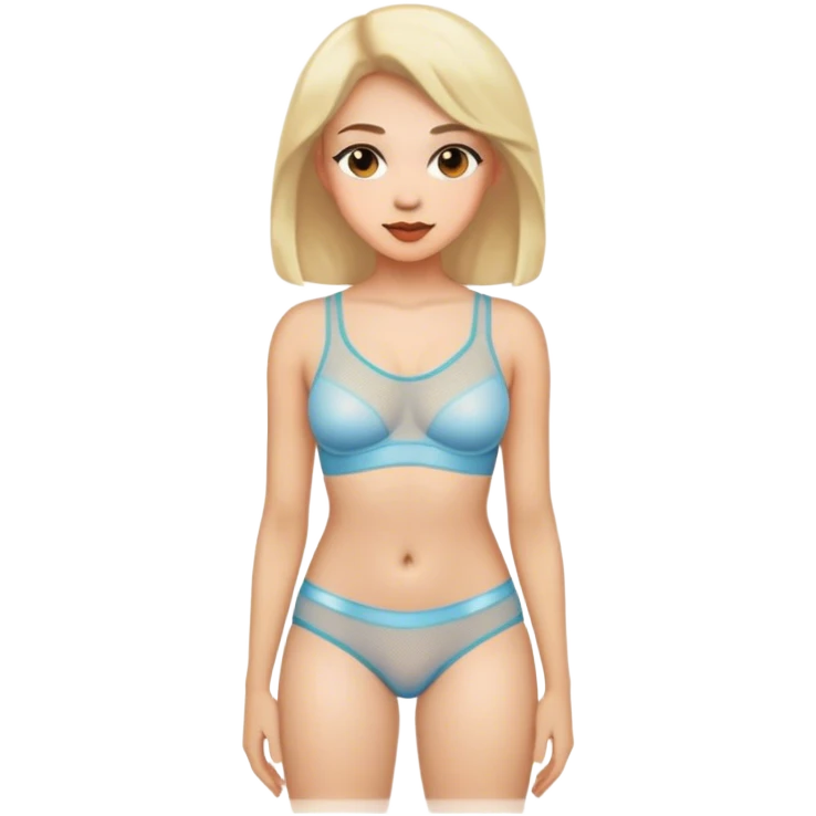 Realistic woman’s posing mesh underwear  emoji