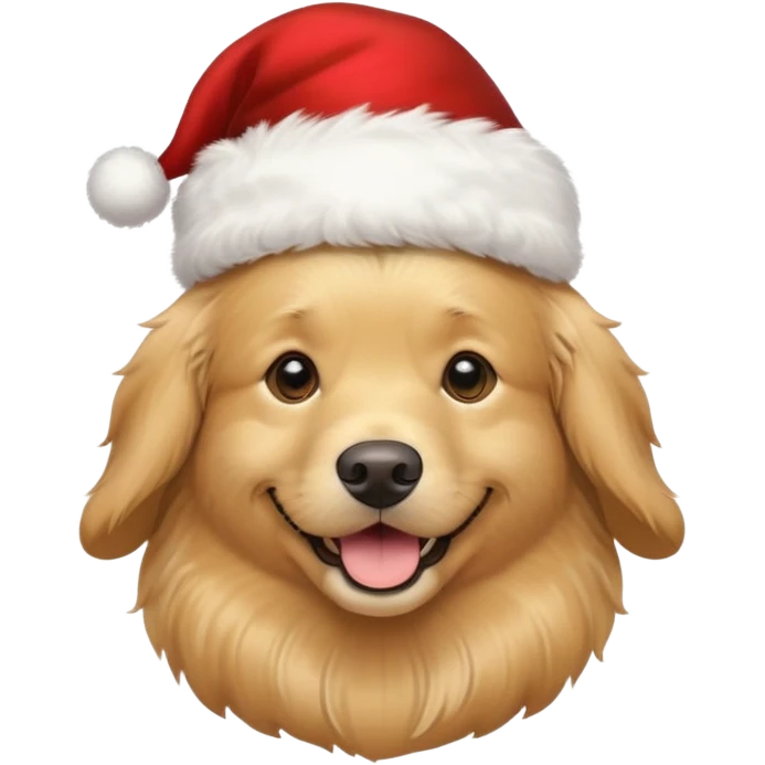 Golden retriever wearing a Christmas hat emoji