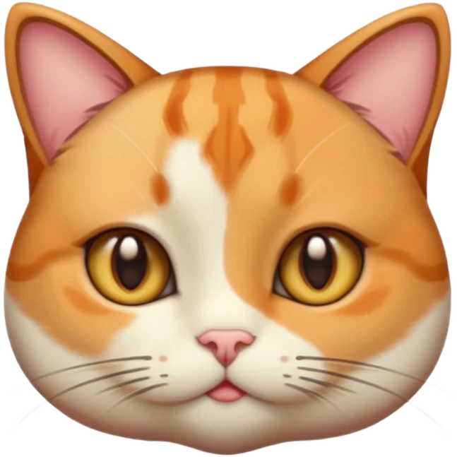 calico cat with cute slim face, small head, hazel eyes, and short but chubby body emoji