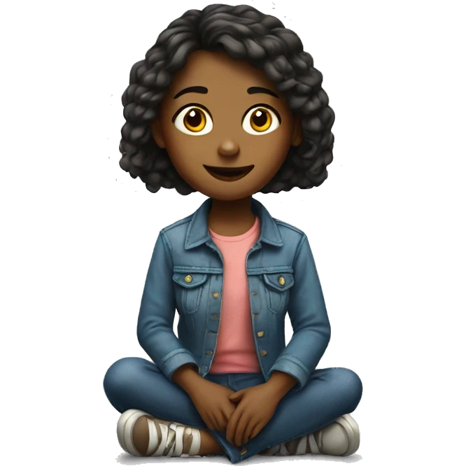realistic portrait of girl sitting emoji