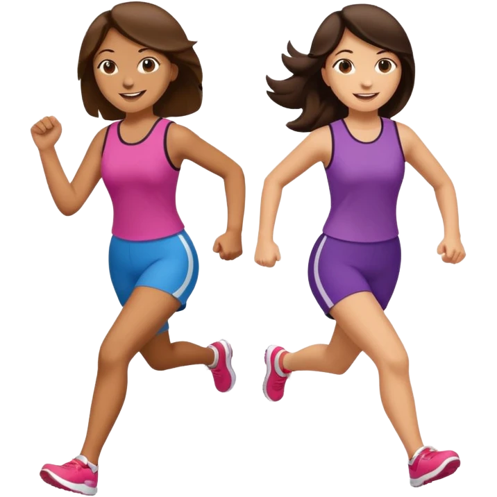 I want 2 women holfing hands running in sdame direction, one is brunette emoji