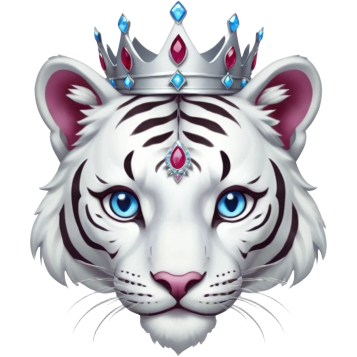 ESO Female white tiger khajiit leader of the umbral rose, blue eyes, blue 'third eye' gem, something symbolizing leadership ruling  emoji