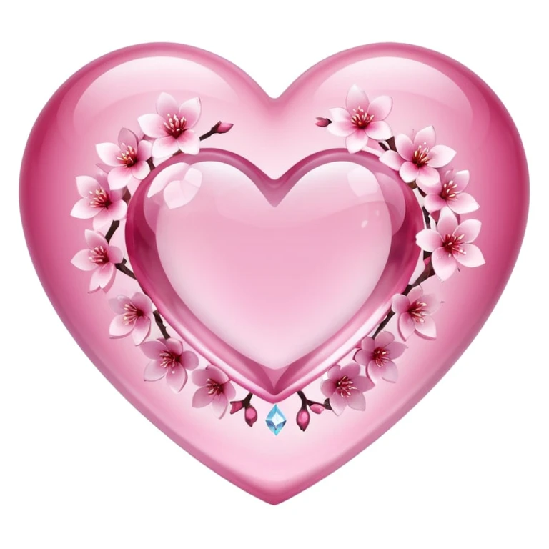 sakura heart with a crystal effect emoji