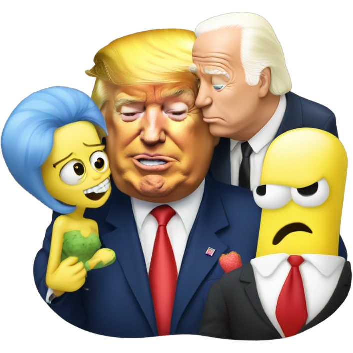 Donald trump kissing Joe biden spnofe bob watching emoji