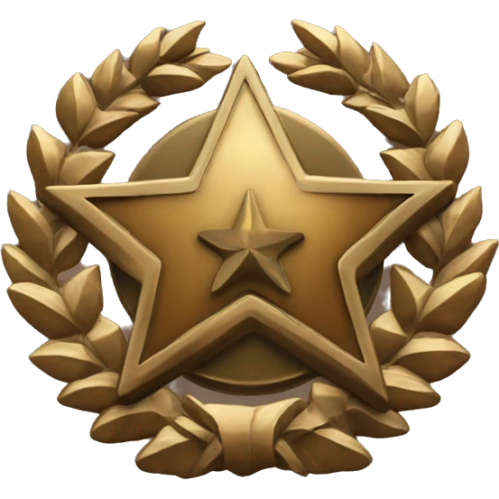 Bronze military badge with stars and a wreathe emoji