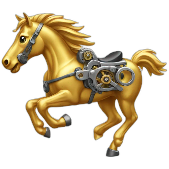 Mechanical golden running horse emoji