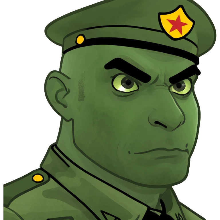 military man with crazy look emoji