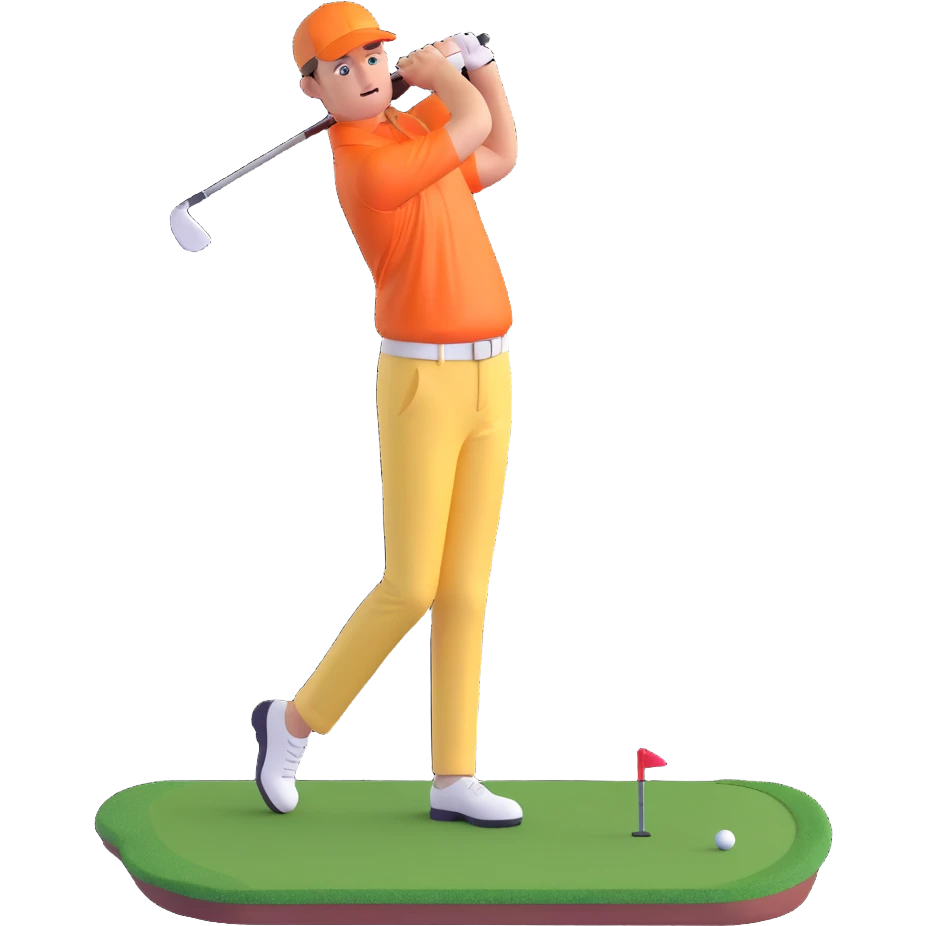 charismatic golfer in flashy clothes, holding a putter, inspired by John Daly emoji