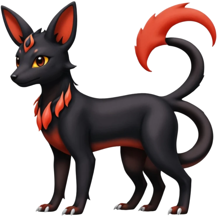 Pretty lanky gorgeous beautiful feminine realistic Umbreon-Salandit-Houndour-Charmeleon-Guilmon-fusion emoji