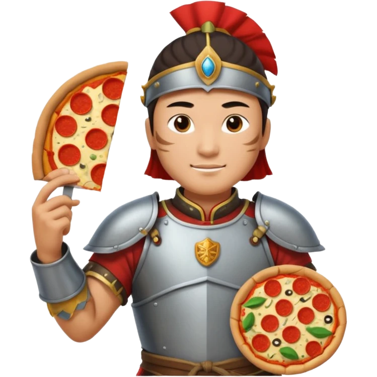 chinese ancient warrior with pizza emoji