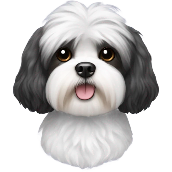 Shih Tzu poodle face with black and white fur ￼ emoji