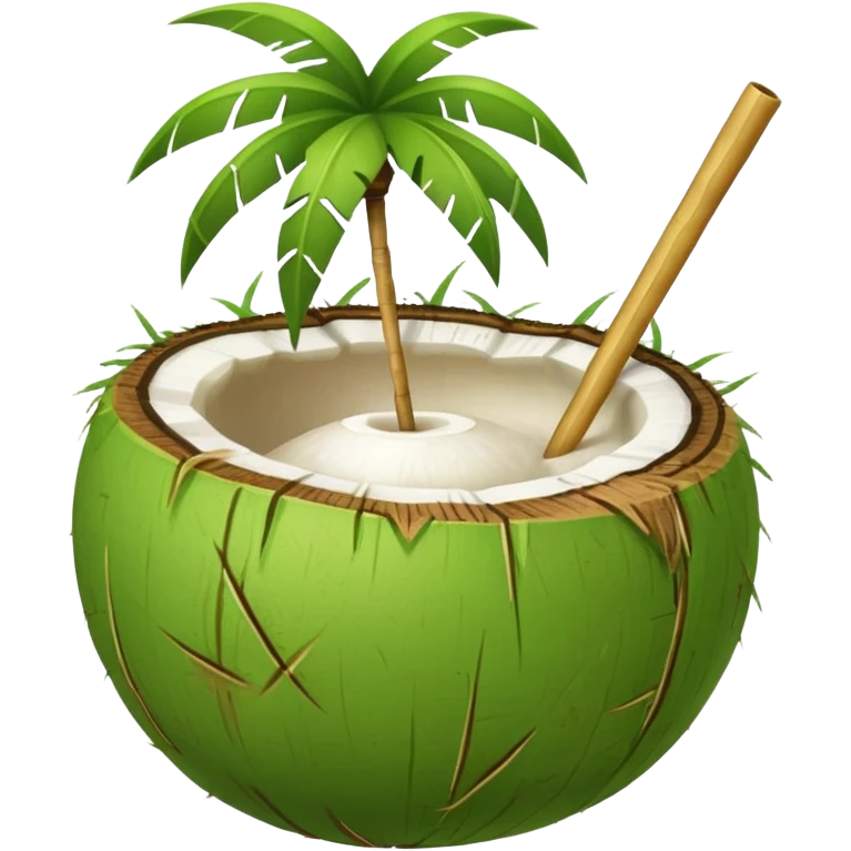 Green Coconut with straw emoji