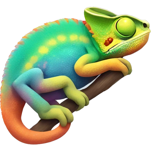 A multicoloured sleepy chameleon  emoji
