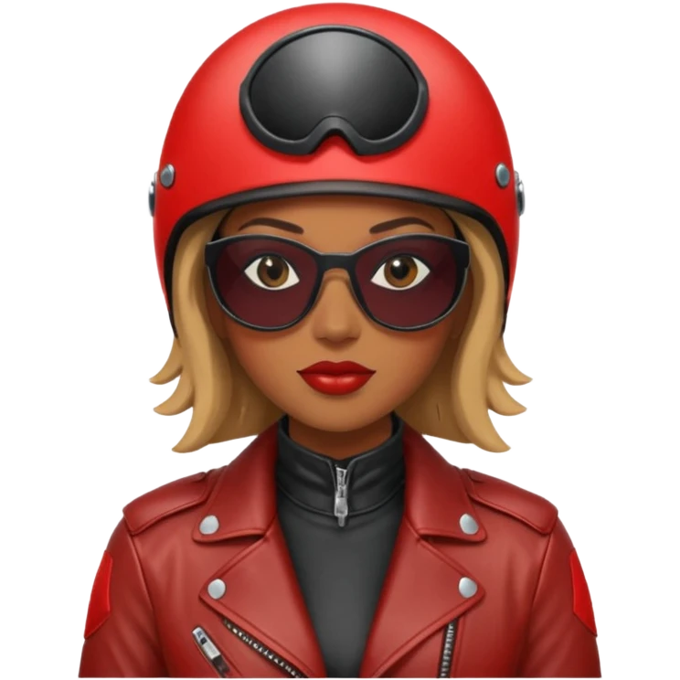 Motorbiker black woman with red leather jacket emoji