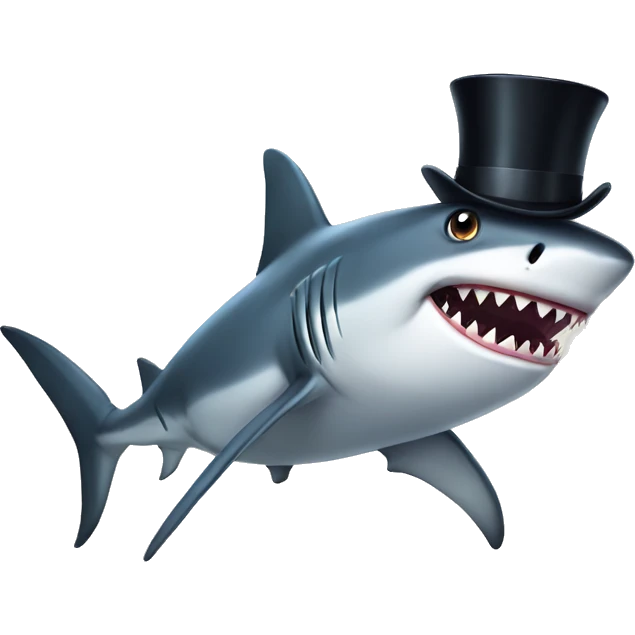 Shark with a top hat emoji