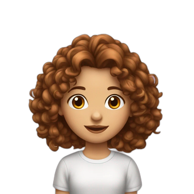 Fille marron cheveux bouclés long emoji