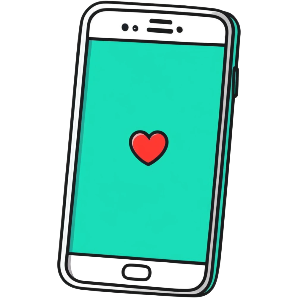 smartphone with a big heart emoji