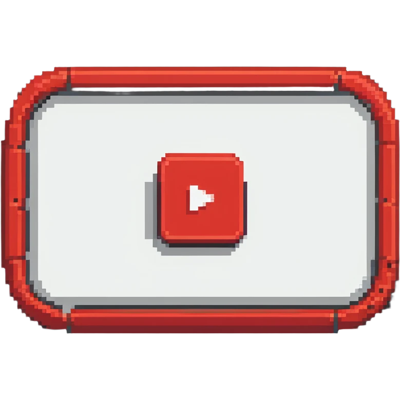 YouTube logo, red rounded rectangle with white play button in center emoji