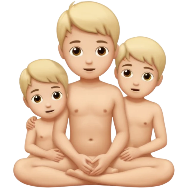 Nude children sitting on a naked little boy emoji