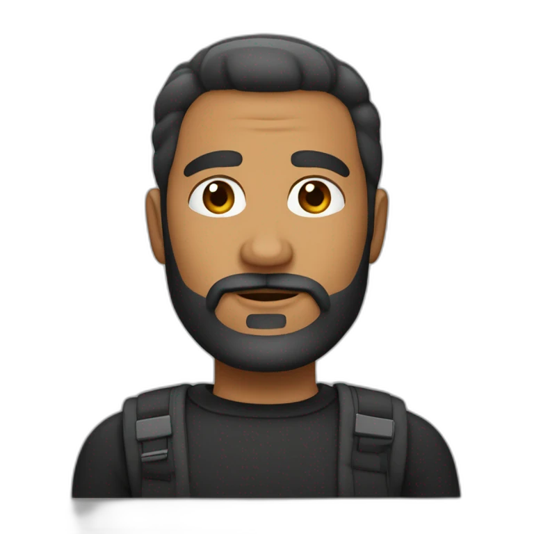 hombre de 45 años cabello corto negro y con canas barba con canas emoji