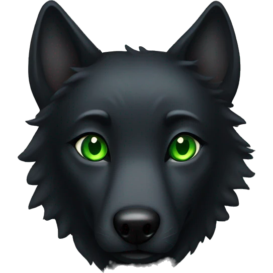 Black wolf with green eyes heart  emoji