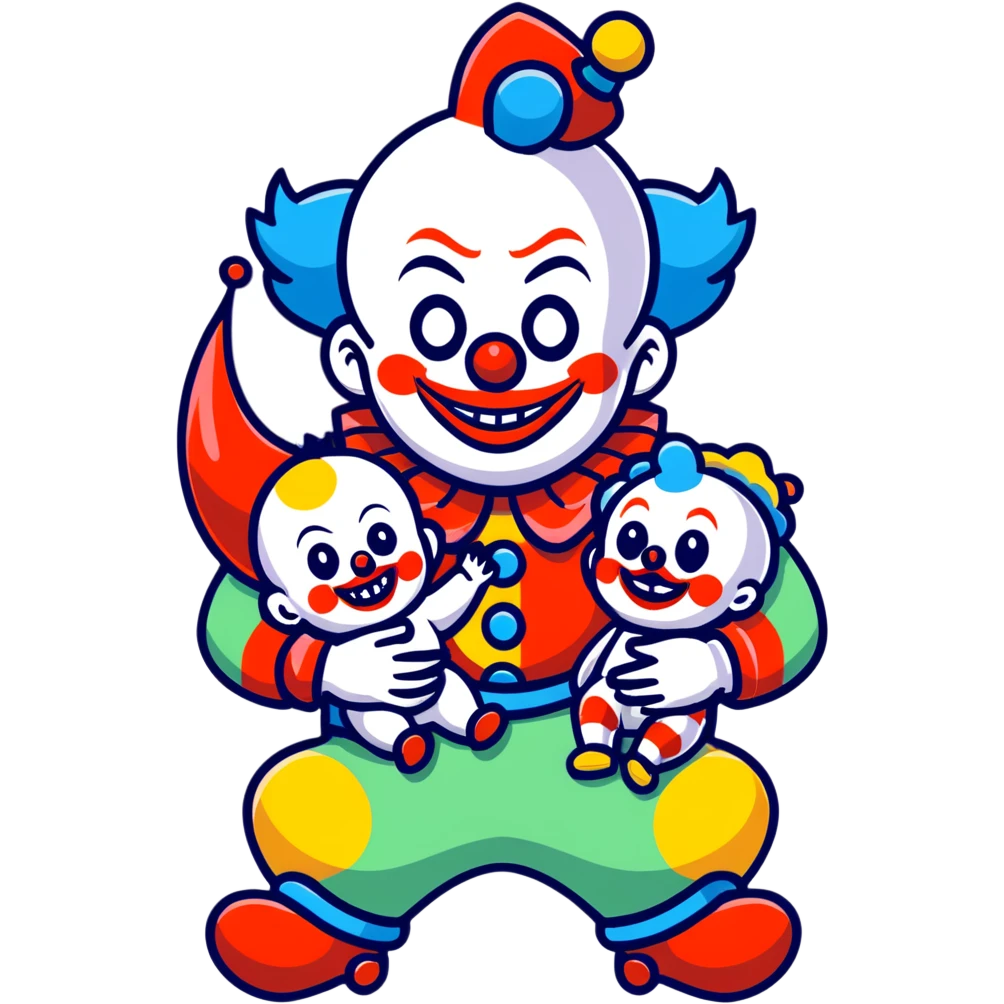 Killer clown holding a baby emoji