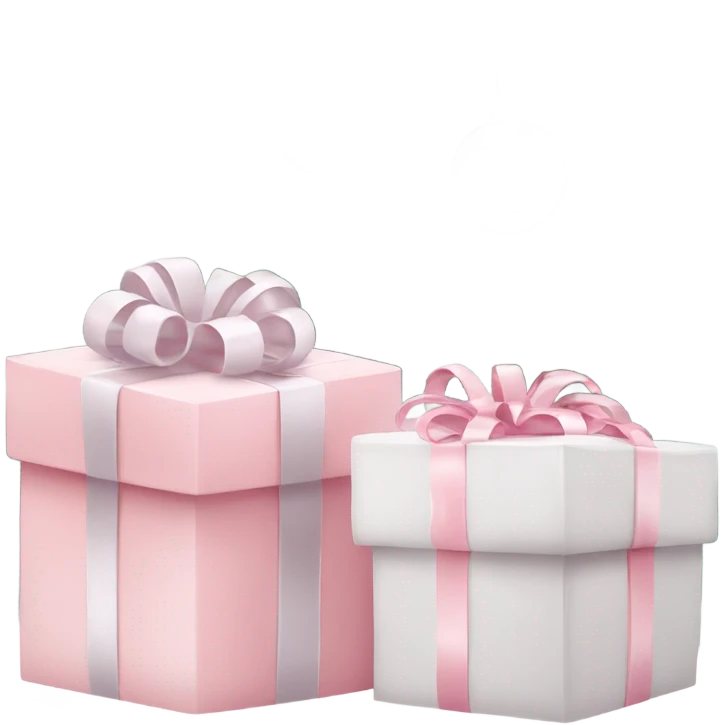 Light pink Christmas gifts under a white Christmas tree  emoji