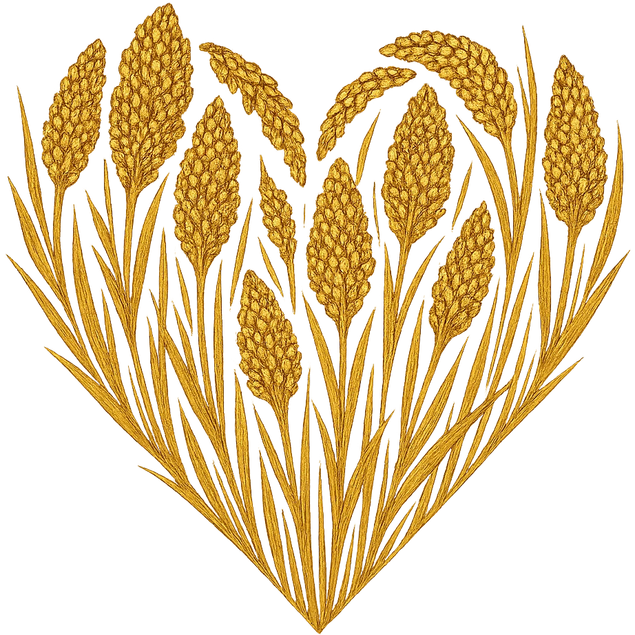 heart with a golden sorghum field, clean digital illustration, no background emoji