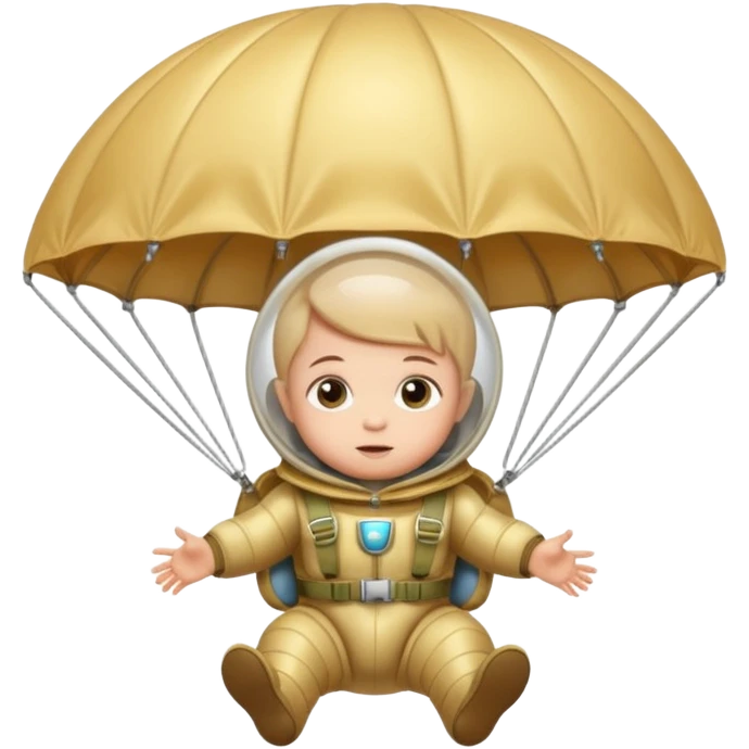 Skydiving baby with parachute and UFO emoji