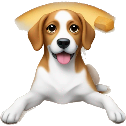 Dog laying on a food playe emoji