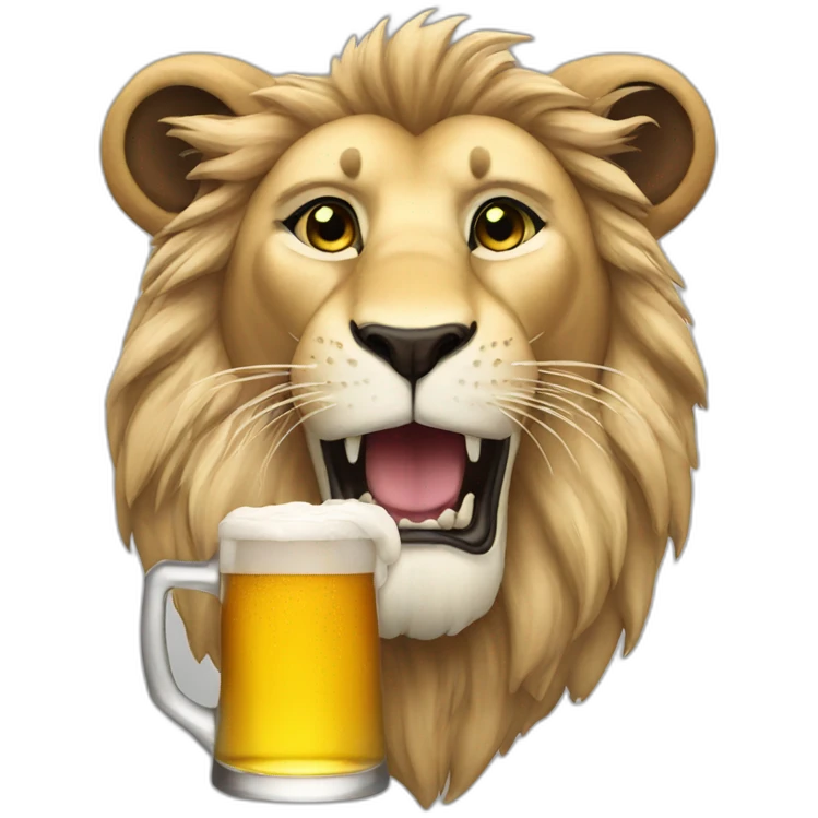 Lion drinking a beer emoji