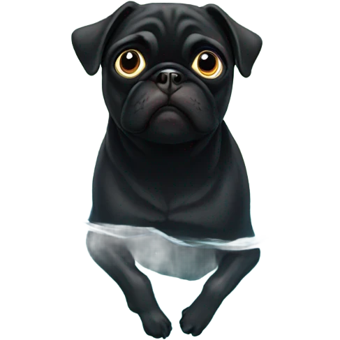 Black pug swimming  emoji
