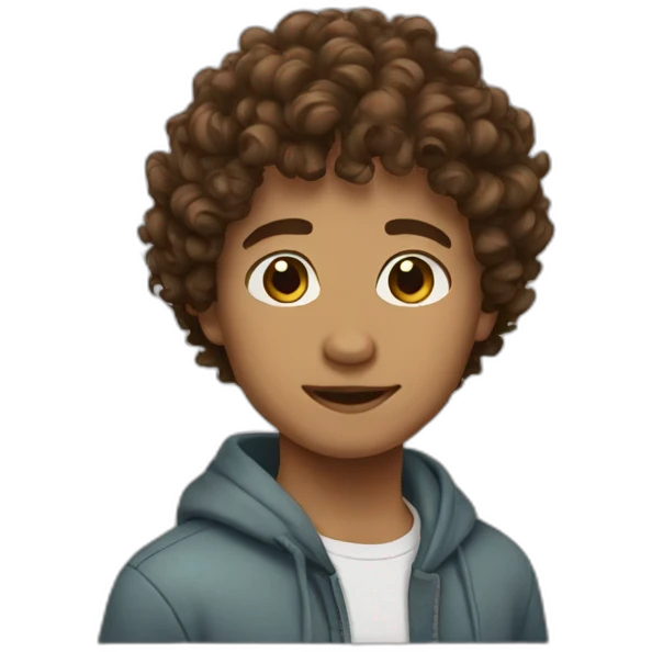 Boy Brown hair curly emoji