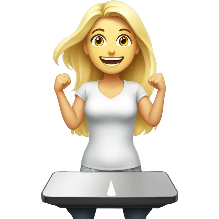 blondie loosing weight celebrating on scale emoji