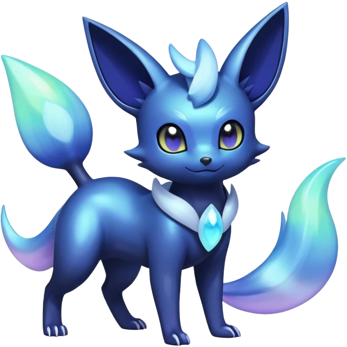 Shiny pastel futuristic Nebulae Noibat-Meowstic-Umbreon-Fakémon-hybrid-creature (full body)  emoji