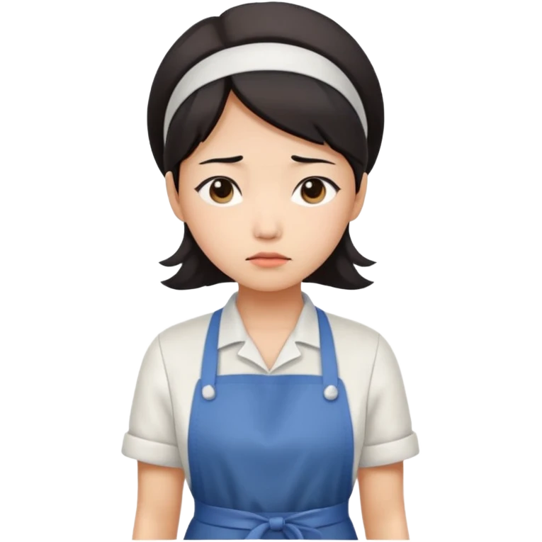 앞치마를 입은 실망감의 동양여자 emoji