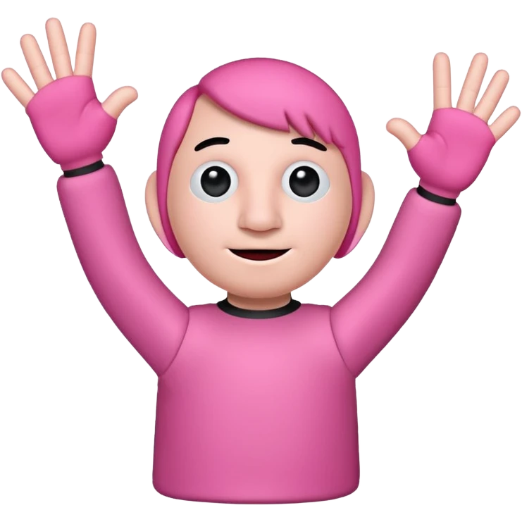 A pink puppet with no ears nose legs, and three fingers emoji