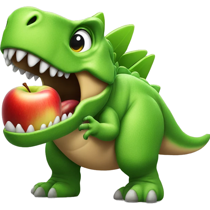 A apple eating a dinosaur ￼ emoji