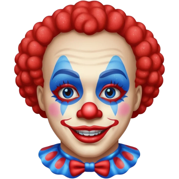 glitter red and blue clown happy emoji