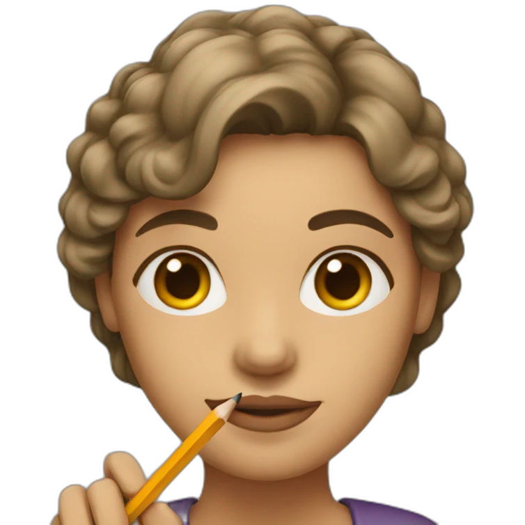 woman holding a pencil emoji