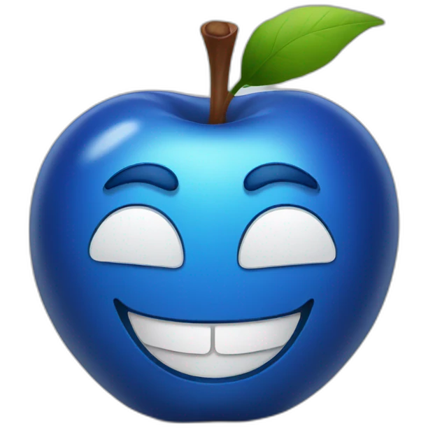 blue apple smiling emoji