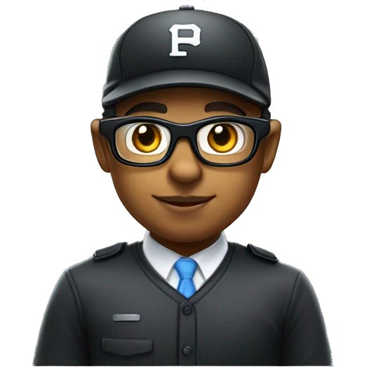 Mulatto umpire confident business young adult cat pfp with smart glasses, eyes gleaming with redemption emoji