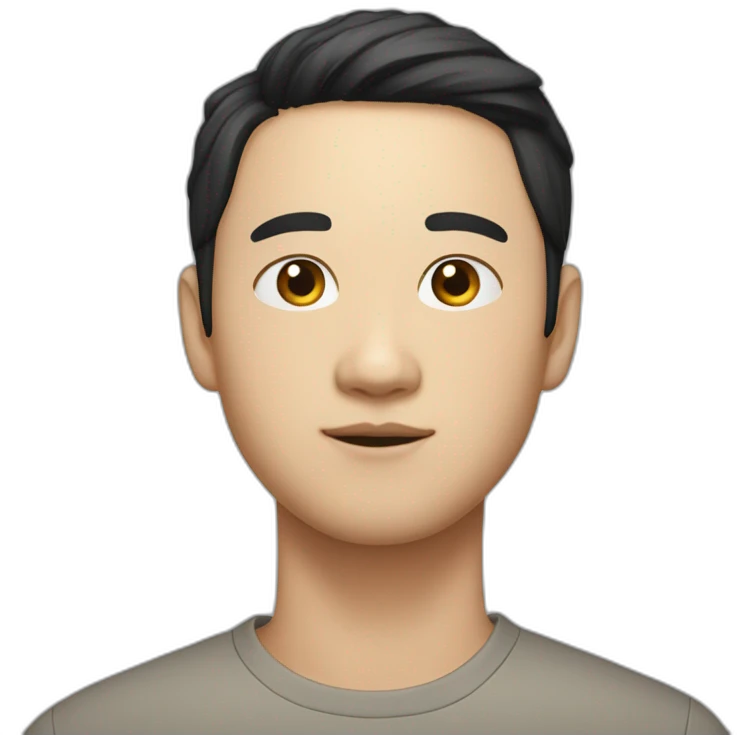 Korean man ,30 years old, with black hair, and light skin and he’s look like cat emoji