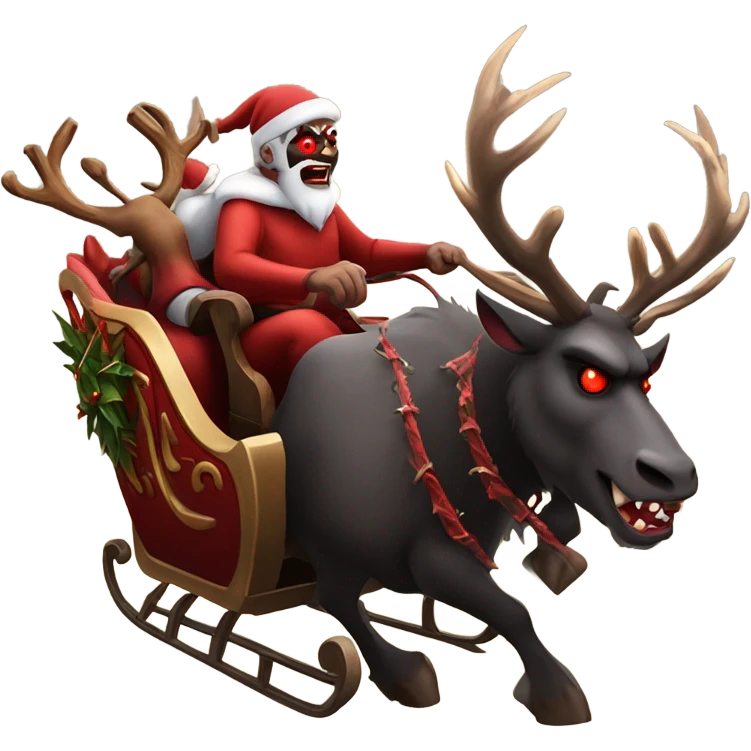 Satan’s sleigh pulled by 8 scary reindeer  emoji