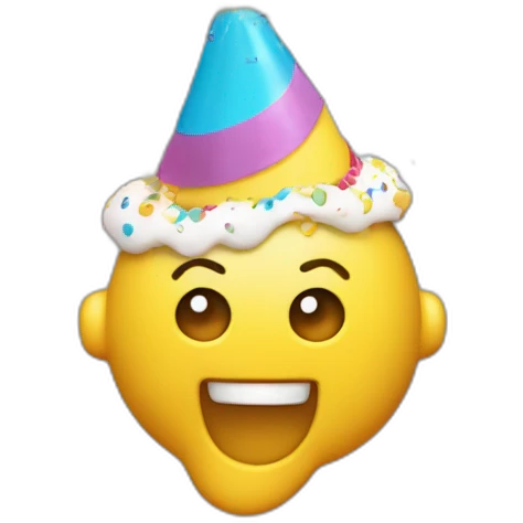 partying face blowing popper, party popper, birthday cake emoji